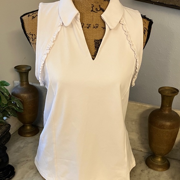 Lilly Pulitzer White Sleeveless Blouse Luxethics!! - Picture 3 of 10